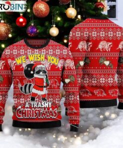 Raccoon We Wish You A Trashy Christmas Ugly Sweater