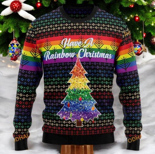 Rainbow LGBT Ugly Christmas Sweater, Sweatshirt