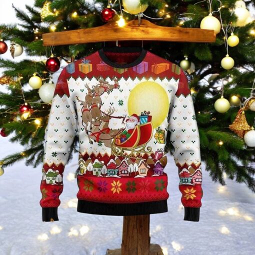 Reindeer And Santa Claus 3D Christmas Hoodie