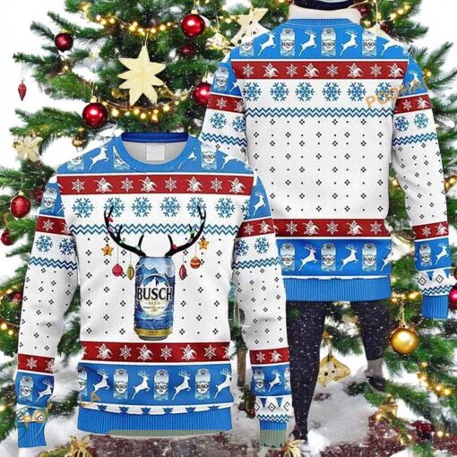 Reindeer Busch Beer Ugly Christmas 3D Sweater, Friends Christmas Sweater