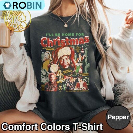 Retro 90s I Ll Be Home For Christmas Movie Shirt, D1sney Christmas Movie T Shirt