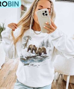 Retro Grizzly Bears Wilderness Scene Sweatshirt, Vintage Brown Bear Shirt