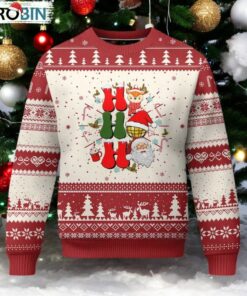 Retro Groovy Christmas Ho Ho Ho Reindeer Disco Ball Santa Xmas Ugly Christmas Sweater