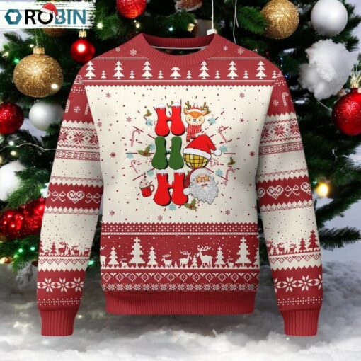 Retro Groovy Christmas Ho Ho Ho Reindeer Disco Ball Santa Xmas Ugly Christmas Sweater