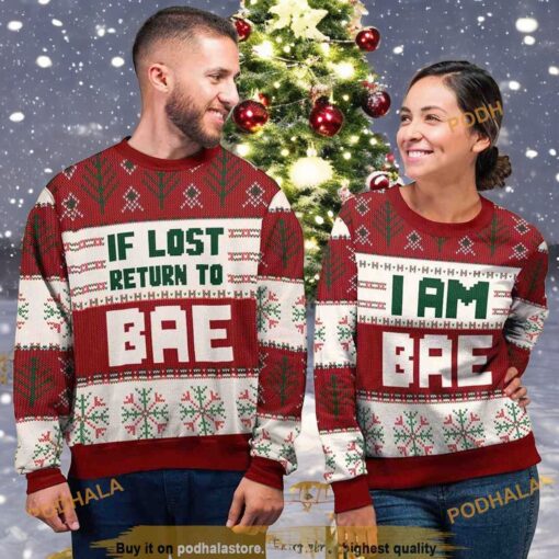 Return to BAE Couple 3D Christmas Sweater, Cute Ugly Christmas Sweater
