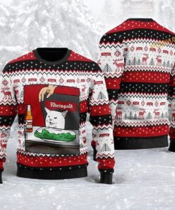Rheingold Beer Cat Meme Ugly Christmas 3D Sweater, Friends Christmas Sweater