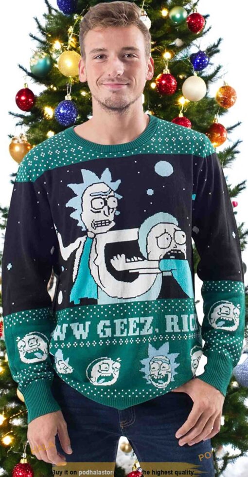 Rick and Morty Alien Aww Geez Rick Sweater, Funny Sweater