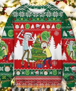 Rick and Morty Dancing All Over Print Ugly Christmas Sweater