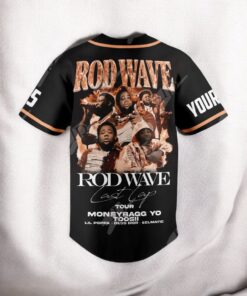 Rod Wave Last Lap Tour Moneybagg Yo, Toosii, Lil Poppa, Dess Dior, and Eelmatic Custom Baseball Jersey