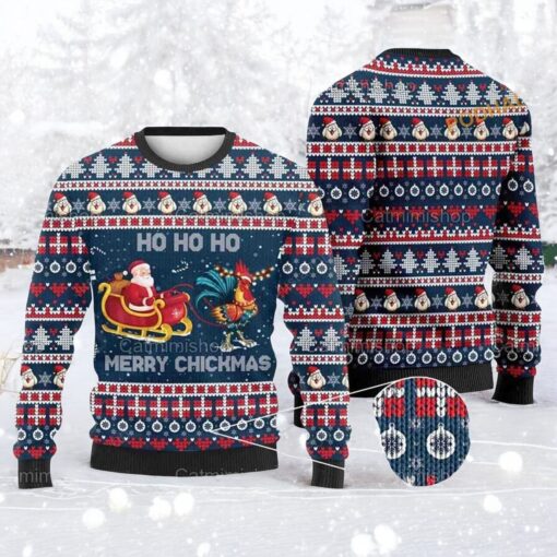Rooster Santa Ho Ho Sweater, Chicken Christmas Gift
