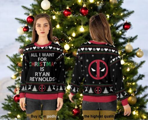 Ryan Reynolds Deadpool Ugly Christmas Sweater, Sweatshirt, Friends Christmas Sweater, Sweatshirt