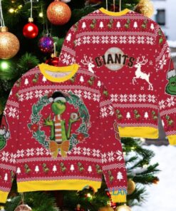 San Francisco Giants x Grinch Dr. Seuss How the Grinch Stole Christmas MLB with World Series Trophy Ugly Christmas Sweater Red