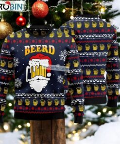 Santa Beerd Cup Blue Ugly Xmas Sweater