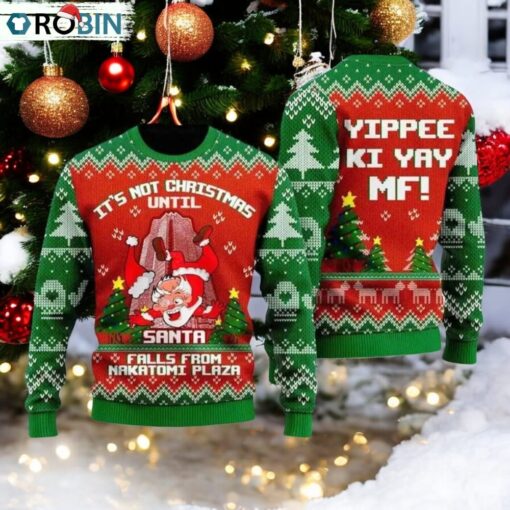 Santa Claus Falls From Nakatomi Plaza Ugly Christmas Sweater