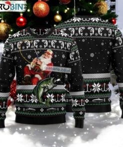 Santa Claus Fishing Black Family Ugly Christmas Sweaters