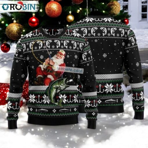 Santa Claus Fishing Black Family Ugly Christmas Sweaters