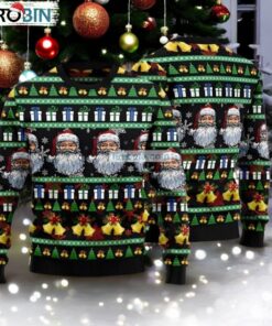 Santa Claus Jingle Bell Black Best Ugly Christmas Sweaters