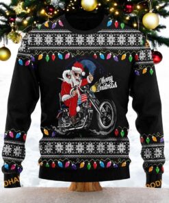 Santa Claus Motorcycle Funny Christmas Gift, Friends Christmas Sweater