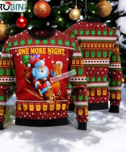 Santa Claus One More Night Beer Red Plus Size Ugly Christmas Sweater