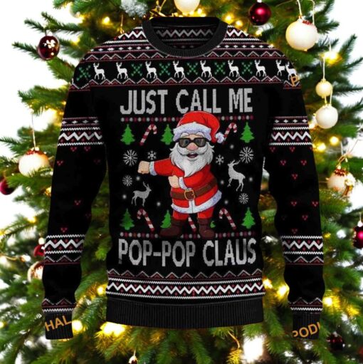 Santa Claus Pop Pop Ugly Christmas Sweater, Cute Ugly Christmas Sweater