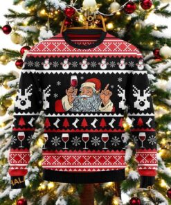 Santa Claus Red Wine Christmas Ugly Sweater Santa Claus Red Wine Christmas Ugly Sweater