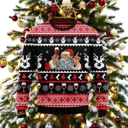 Santa Claus Red Wine Christmas Ugly Sweater