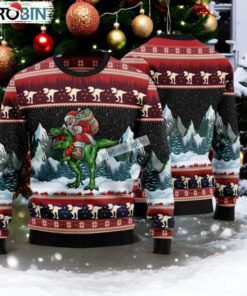 Santa Claus Riding Dinosaur Pet Ugly Sweater