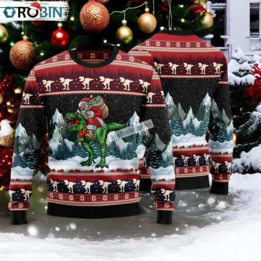 Santa Claus Riding Dinosaur Pet Ugly Sweater