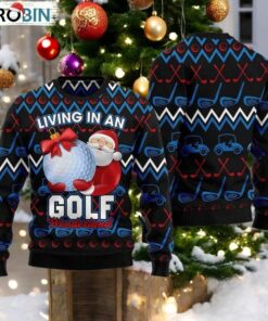 Santa Clause Golf Wonderland Ugly Christmas Sweater