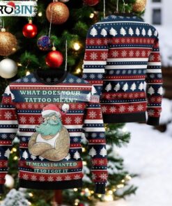 Santa Clause Love Tattoo Red Ugly Sweater Party