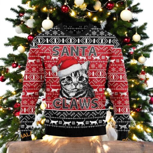 Santa Claws Cat Ugly Christmas Sweater, Funny Christmas Gift Ideas