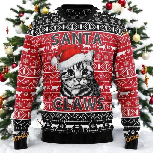 Santa Claws Ugly Christmas Sweater, Creative Christmas Gifts Knitted