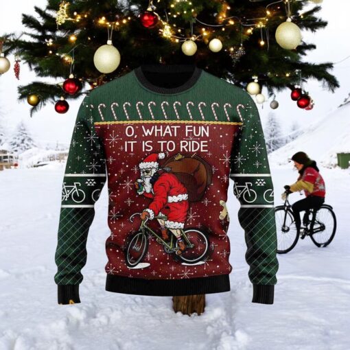 Santa Cycling 3D Ugly Christmas Sweater, Sweatshirt, Funny Xmas Gifts