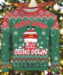 Santa Going Down 3D Ugly Christmas Sweater, Funny Christmas Gift Ideas