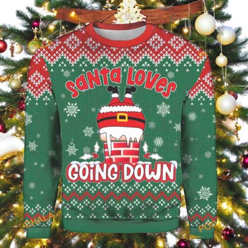 Santa Going Down 3D Ugly Christmas Sweater, Funny Christmas Gift Ideas