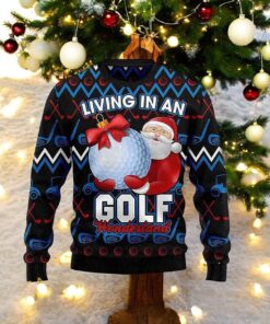 Santa Golf Wonderland 3D Ugly Christmas Sweater, Friends Christmas Sweater