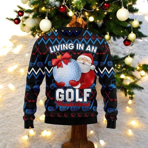 Santa Golf Wonderland 3D Ugly Christmas Sweater, Friends Christmas Sweater