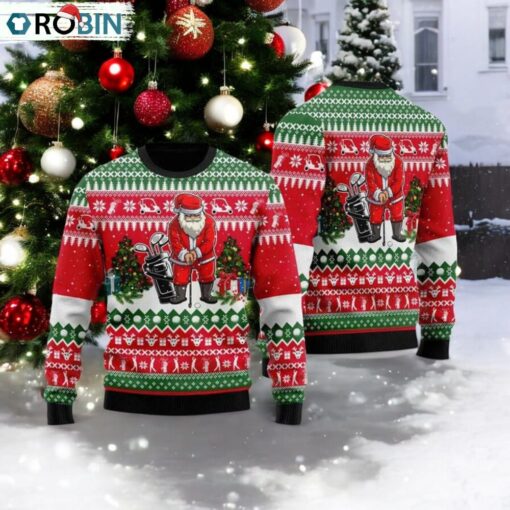 Santa Golfer Ugly Christmas Sweater