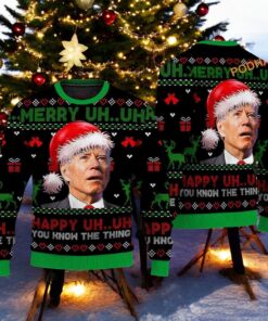Santa Joe Biden Merry UH UH 3D Ugly Christmas Sweater, Sweatshirt, Friends Christmas Sweater, Sweatshirt