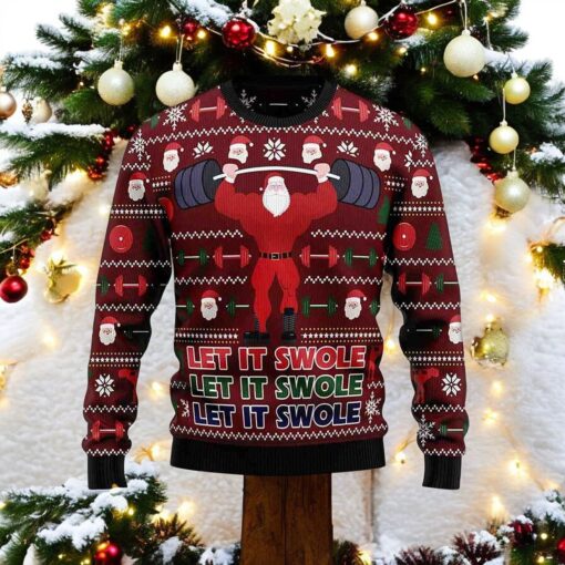Santa Let It Swole 3D Ugly Christmas Hoodie