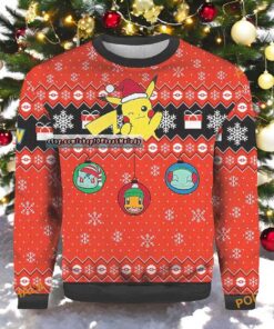 Santa Pikachu Merry Ugly Christmas Sweater, Friends Christmas Sweater