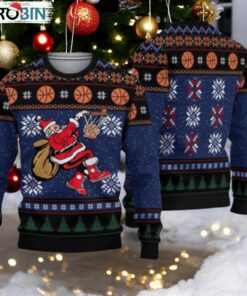 Santa Playing Basketball Sweater, Basketball Santa Ugly Christmas Sweater, Santa Xmas