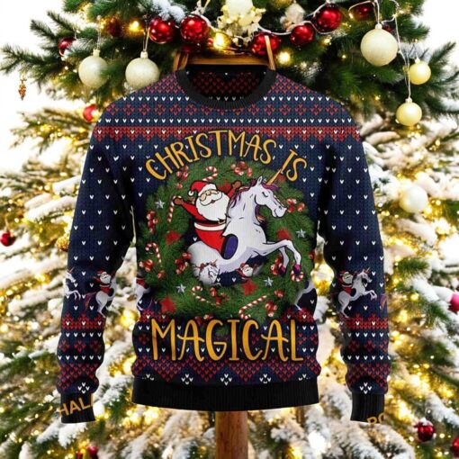 Santa Riding Unicorn Ugly Christmas Sweater, Sweatshirt, Funniest Ugly Christmas Sweater, Sweatshirt