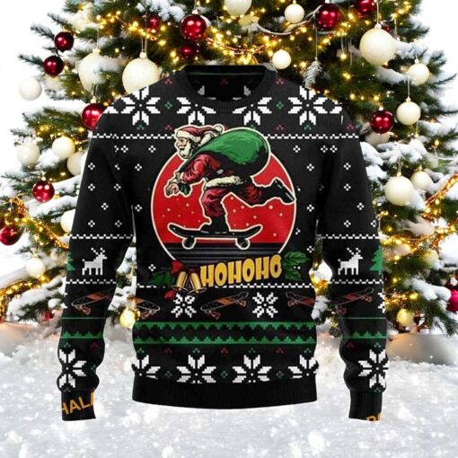 Santa Skateboard Ugly Christmas Sweater, Creative Christmas Gifts