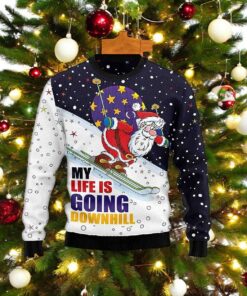 Santa Ski Downhill 3D Christmas Sweater