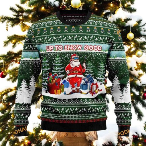 Santa Skiing Up To Snow Good Ugly Sweater