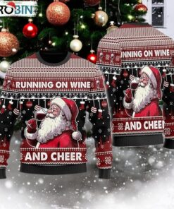 Santa With Wine Glass Ugly Christmas Sweater