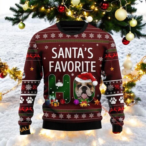 Santa’s Favorite Dog Face Ugly Christmas Sweater, Sweatshirt