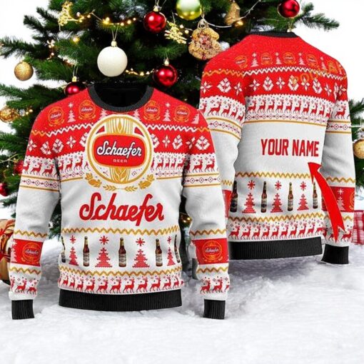 Schaefer Beer Ugly Christmas 3D Sweater, Funniest Ugly Christmas Sweater