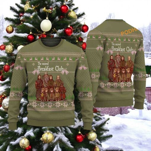 Second Breakfast Ugly Christmas Sweater, Sweatshirt, Great Gift For Christmas Knitted Sweater